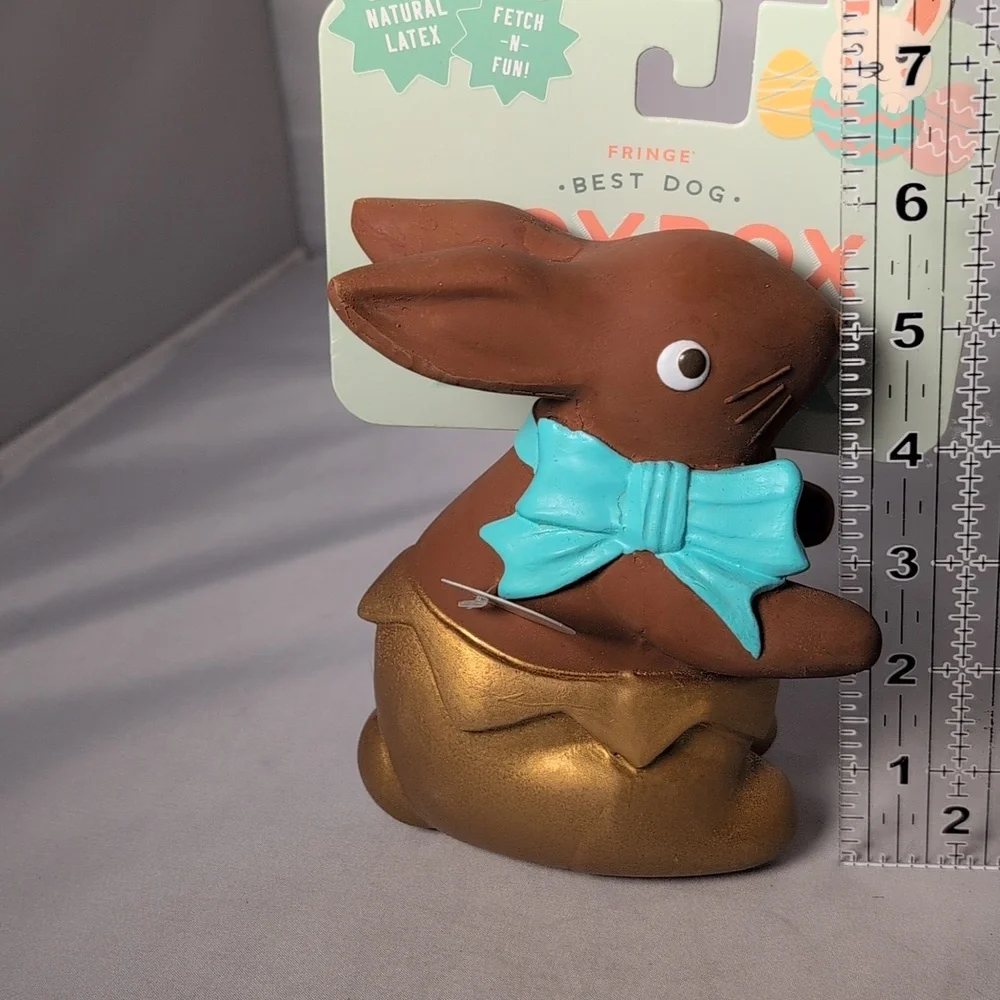 Fringe Best Dog Toy Box Squeak -N-Play Latex Chocolate Bunny Easter Toy